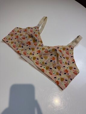 Knix Floral Bralette - Cream and Pink Size 5